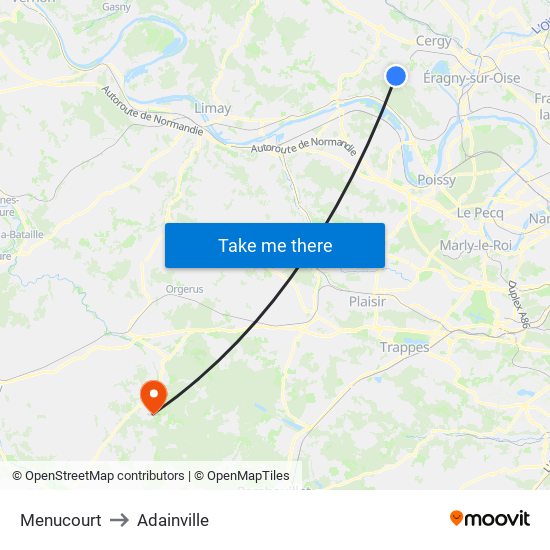 Menucourt to Adainville map