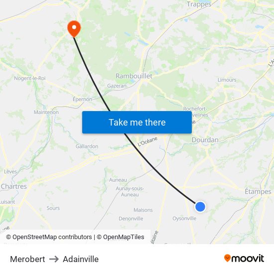 Merobert to Adainville map