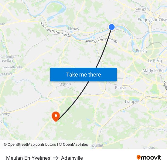 Meulan-En-Yvelines to Adainville map