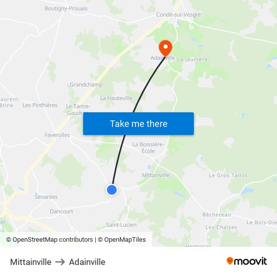 Mittainville to Adainville map