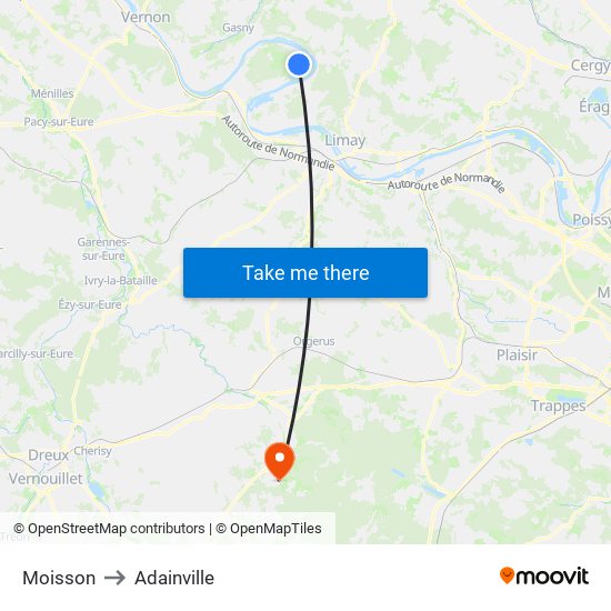 Moisson to Adainville map