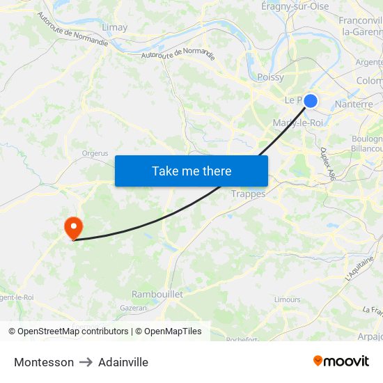 Montesson to Adainville map