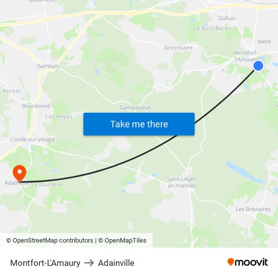 Montfort-L'Amaury to Adainville map