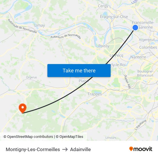 Montigny-Les-Cormeilles to Adainville map