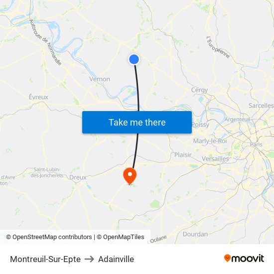 Montreuil-Sur-Epte to Adainville map