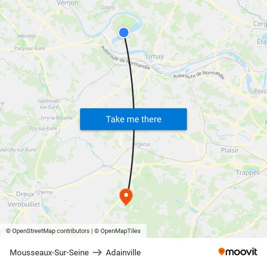 Mousseaux-Sur-Seine to Adainville map