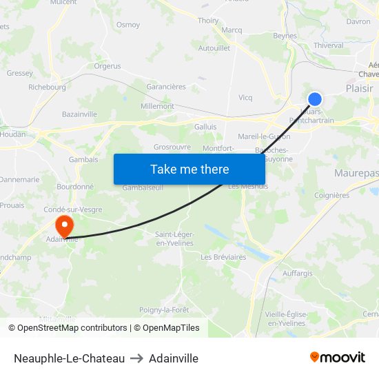 Neauphle-Le-Chateau to Adainville map