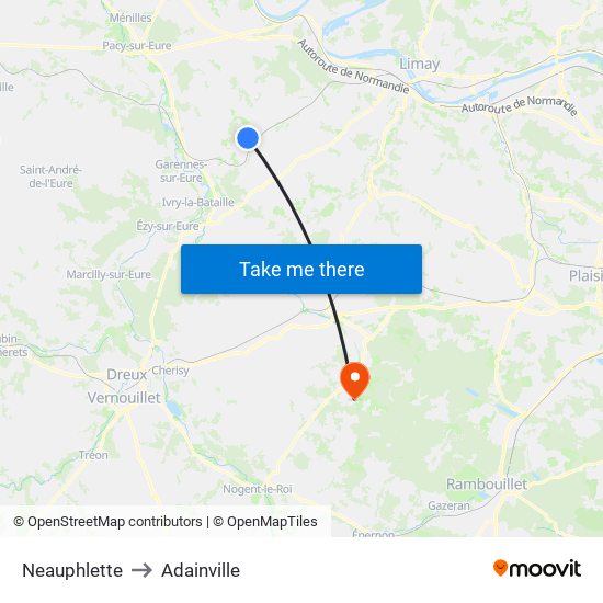 Neauphlette to Adainville map