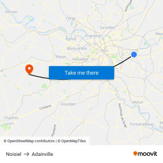 Noisiel to Adainville map