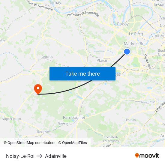 Noisy-Le-Roi to Adainville map