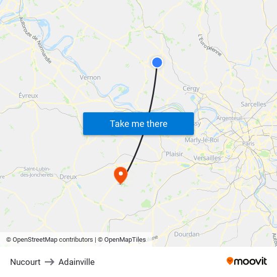 Nucourt to Adainville map