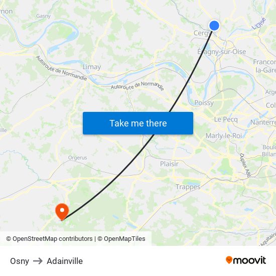 Osny to Adainville map