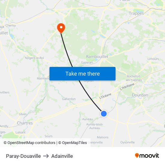 Paray-Douaville to Adainville map