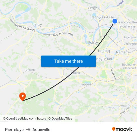 Pierrelaye to Adainville map
