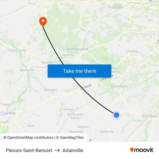 Plessis-Saint-Benoist to Adainville map