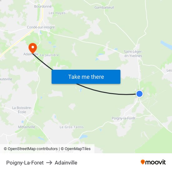 Poigny-La-Foret to Adainville map