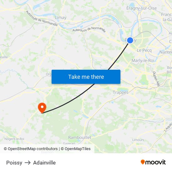 Poissy to Adainville map