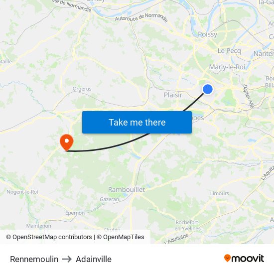 Rennemoulin to Adainville map