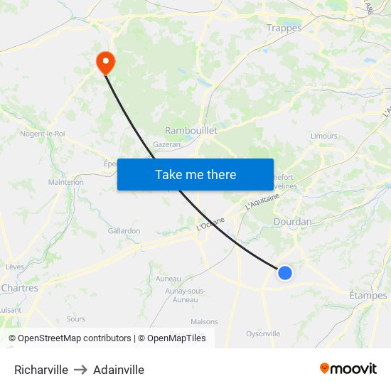 Richarville to Adainville map