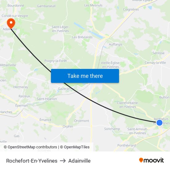 Rochefort-En-Yvelines to Adainville map