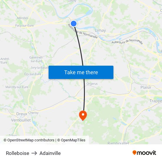 Rolleboise to Adainville map