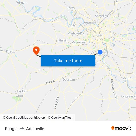 Rungis to Adainville map