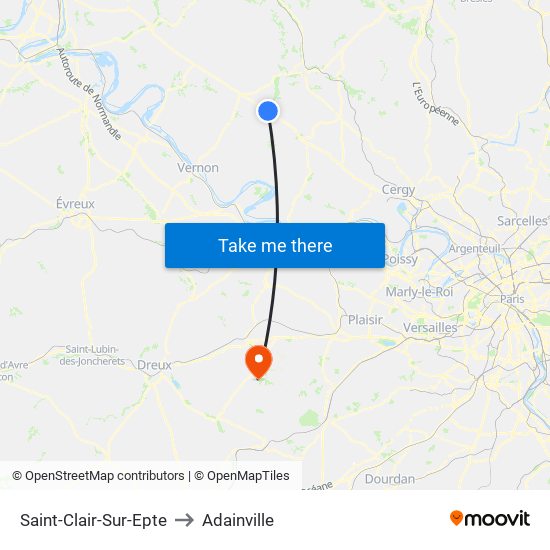 Saint-Clair-Sur-Epte to Adainville map
