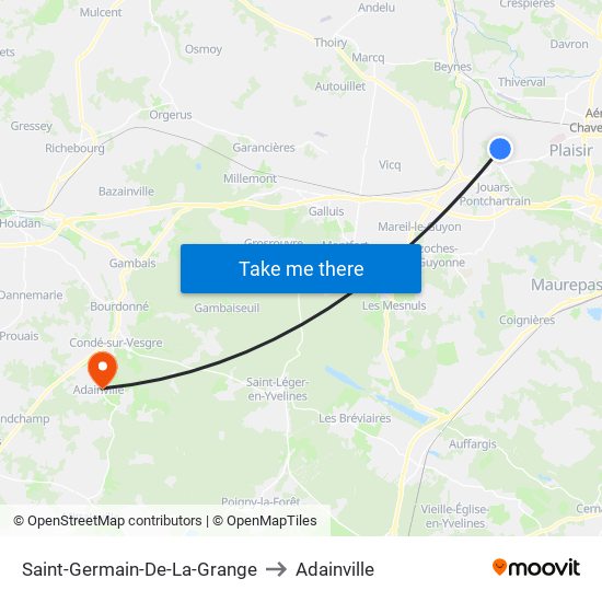Saint-Germain-De-La-Grange to Adainville map