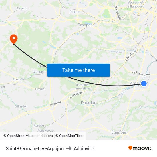 Saint-Germain-Les-Arpajon to Adainville map