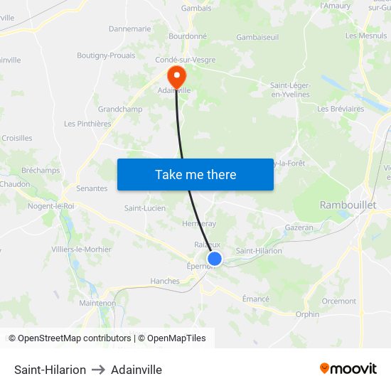Saint-Hilarion to Adainville map