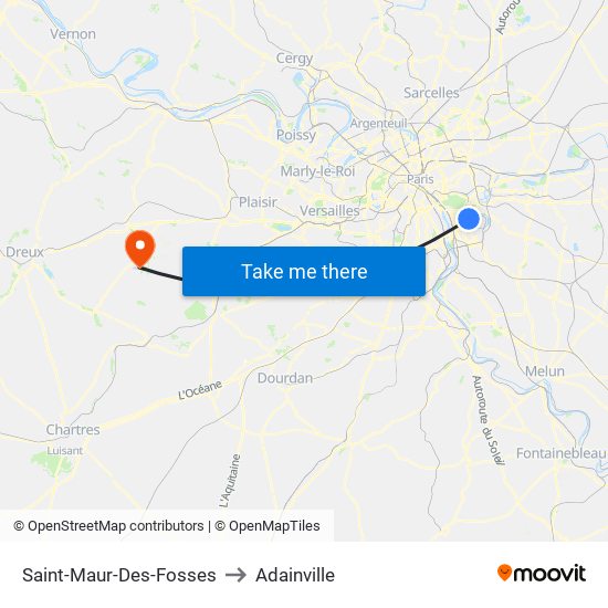 Saint-Maur-Des-Fosses to Adainville map