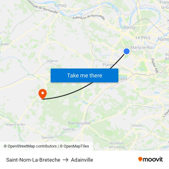 Saint-Nom-La-Breteche to Adainville map