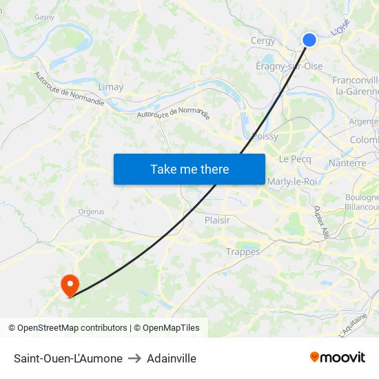 Saint-Ouen-L'Aumone to Adainville map