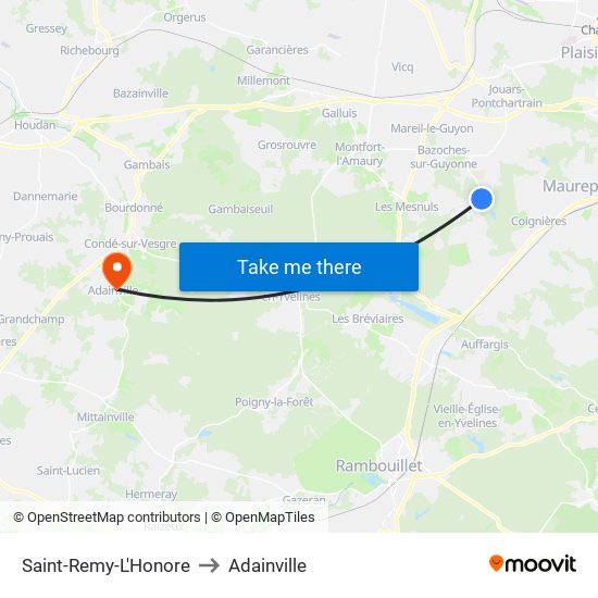 Saint-Remy-L'Honore to Adainville map