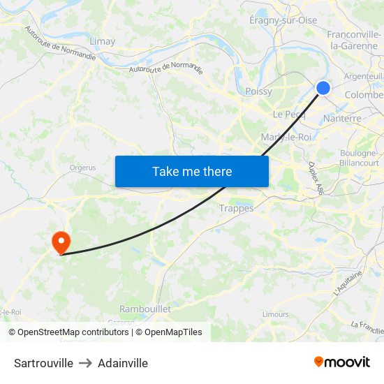 Sartrouville to Adainville map