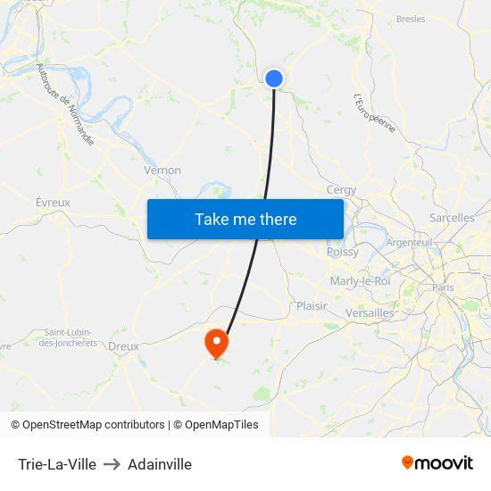 Trie-La-Ville to Adainville map