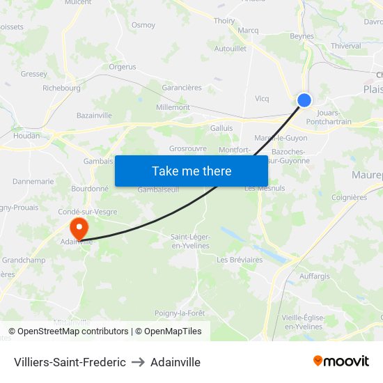 Villiers-Saint-Frederic to Adainville map