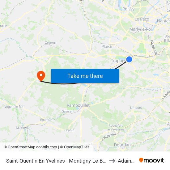 Saint-Quentin En Yvelines - Montigny-Le-Bretonneux to Adainville map
