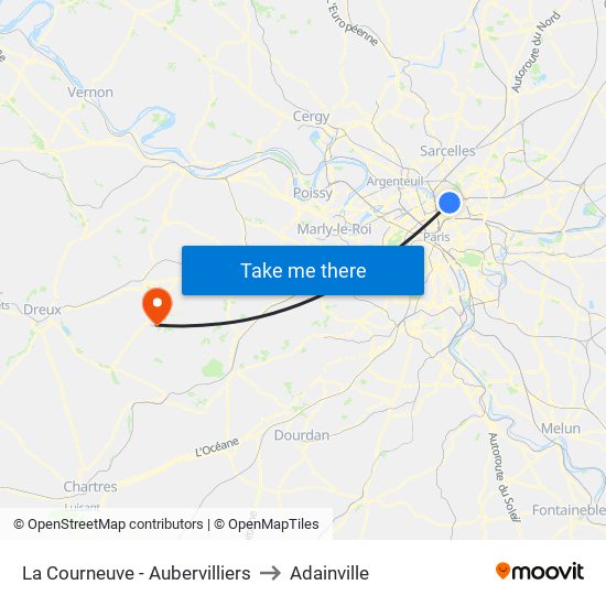 La Courneuve - Aubervilliers to Adainville map