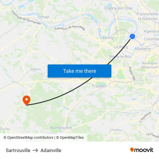 Sartrouville to Adainville map