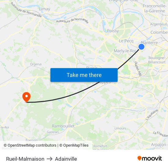 Rueil-Malmaison to Adainville map