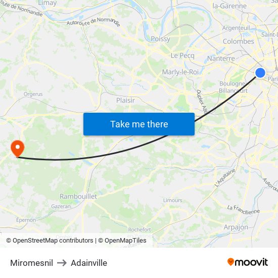 Miromesnil to Adainville map