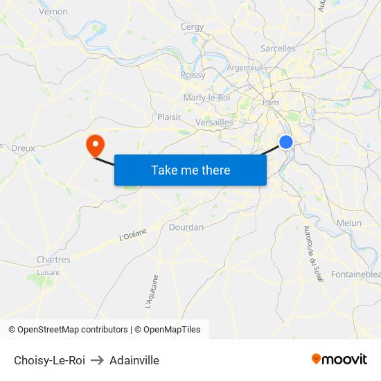 Choisy-Le-Roi to Adainville map