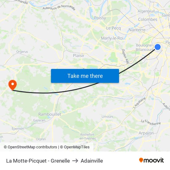 La Motte-Picquet - Grenelle to Adainville map