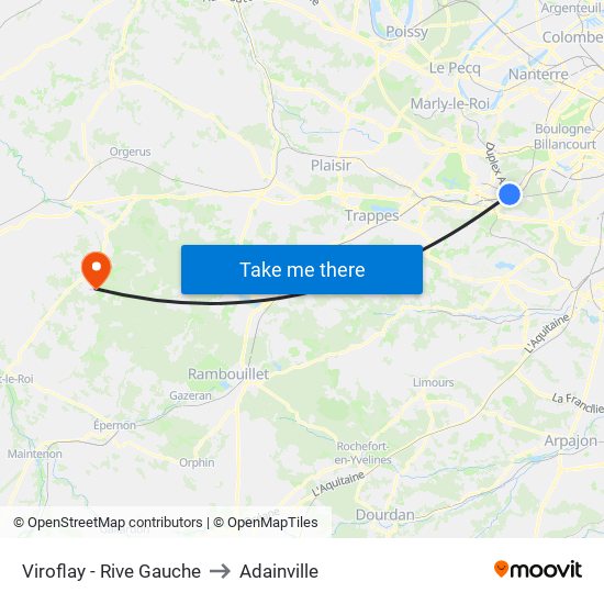 Viroflay - Rive Gauche to Adainville map