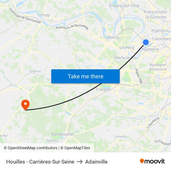 Houilles - Carrières-Sur-Seine to Adainville map