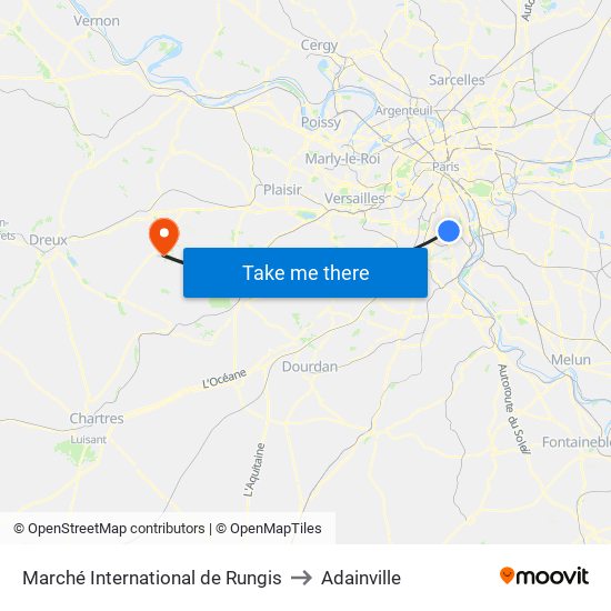 Marché International de Rungis to Adainville map