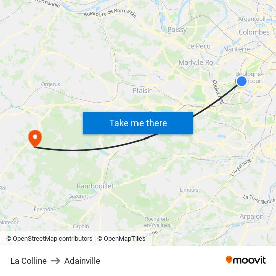 La Colline to Adainville map