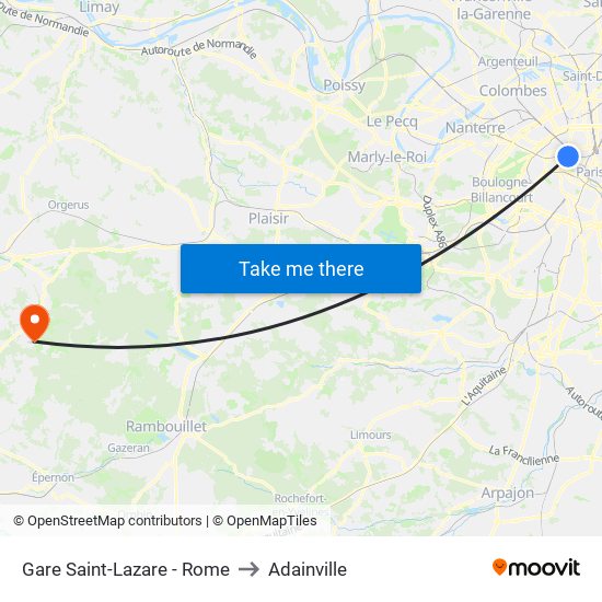 Gare Saint-Lazare - Rome to Adainville map