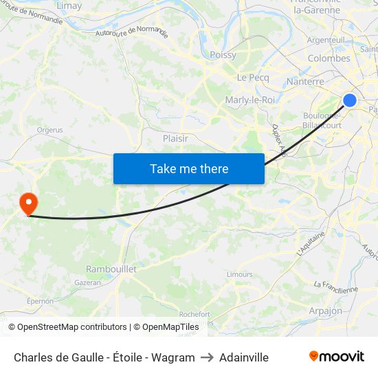 Charles de Gaulle - Étoile - Wagram to Adainville map